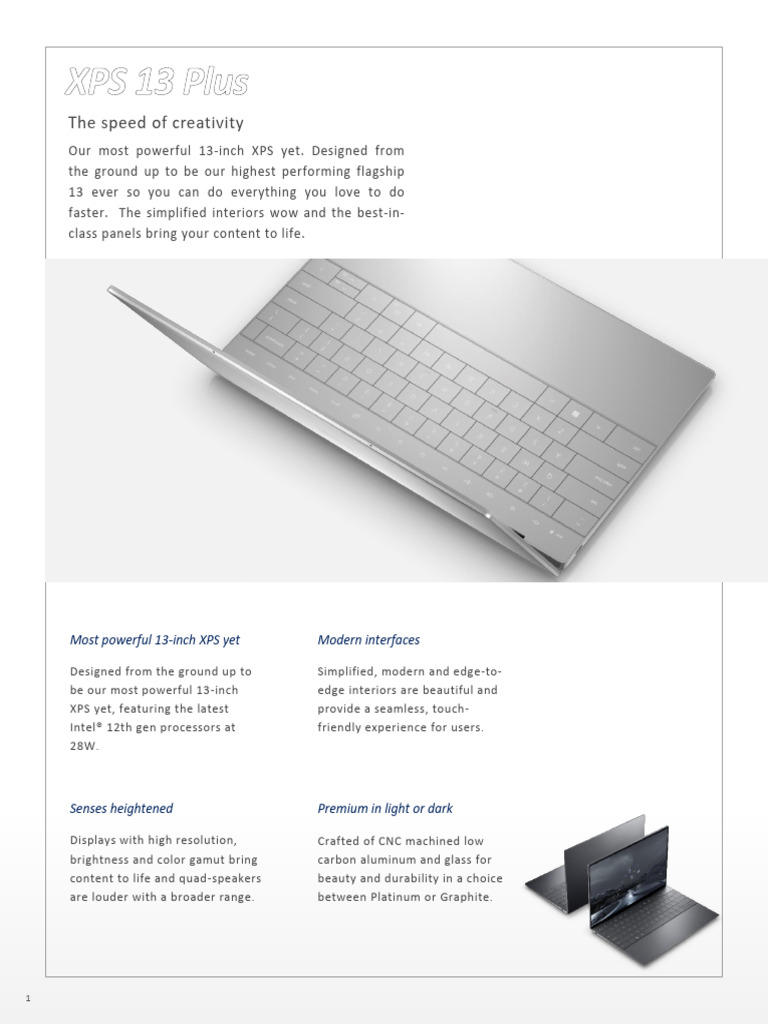 Xps 13 Plus 9320 Spec Sheet | PDF | Consumer Electronics