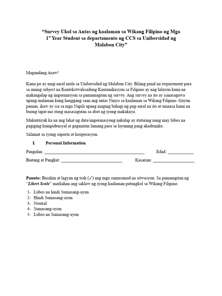 Questionnaire 2 | PDF