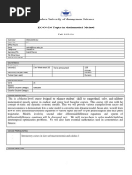 (F23) ECON - 536 Topics in Mathematical Methods For Economist