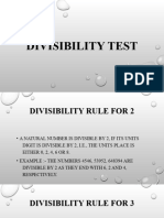 Divisibility Test: Riyansh Thole Class:-6B Roll No.: - 643 Sub: - Maths