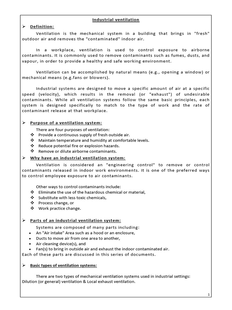 Industrial Ventilation PDF Ventilation (Architecture) Duct (Flow)