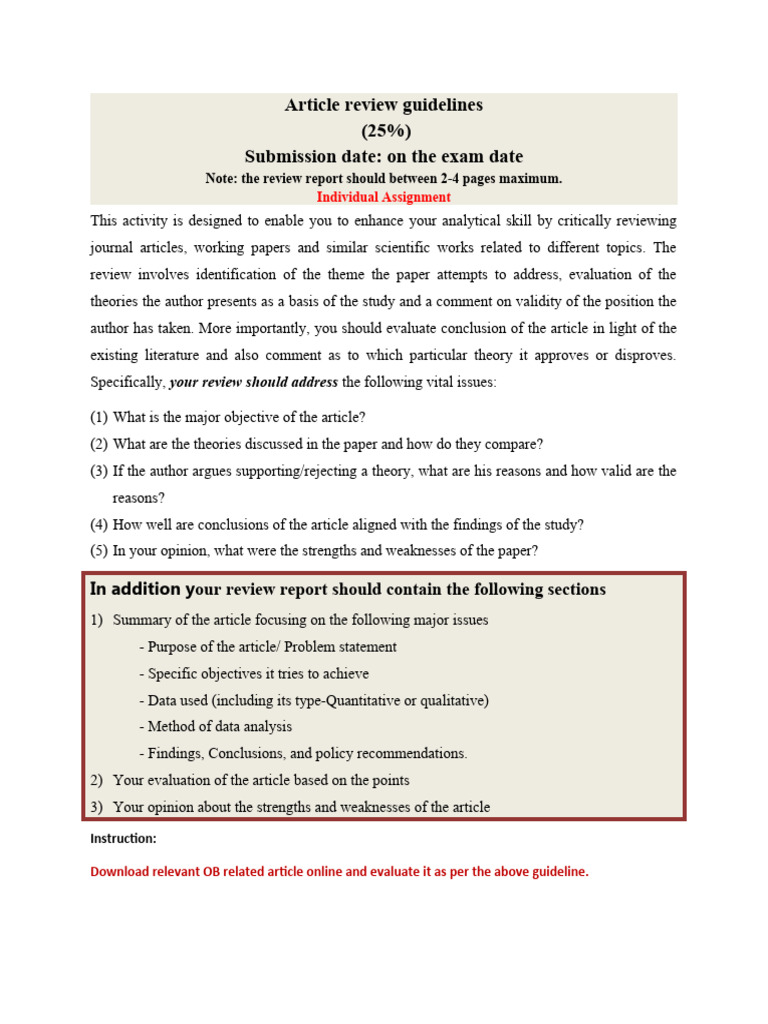 Article Review Guidelines | PDF | Career & Growth