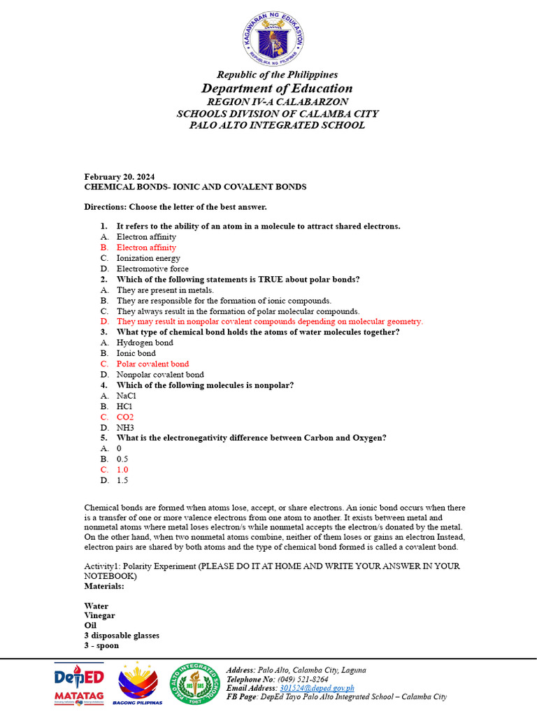 Understanding Ionic and Covalent Bonds | PDF | Chemical Polarity ...