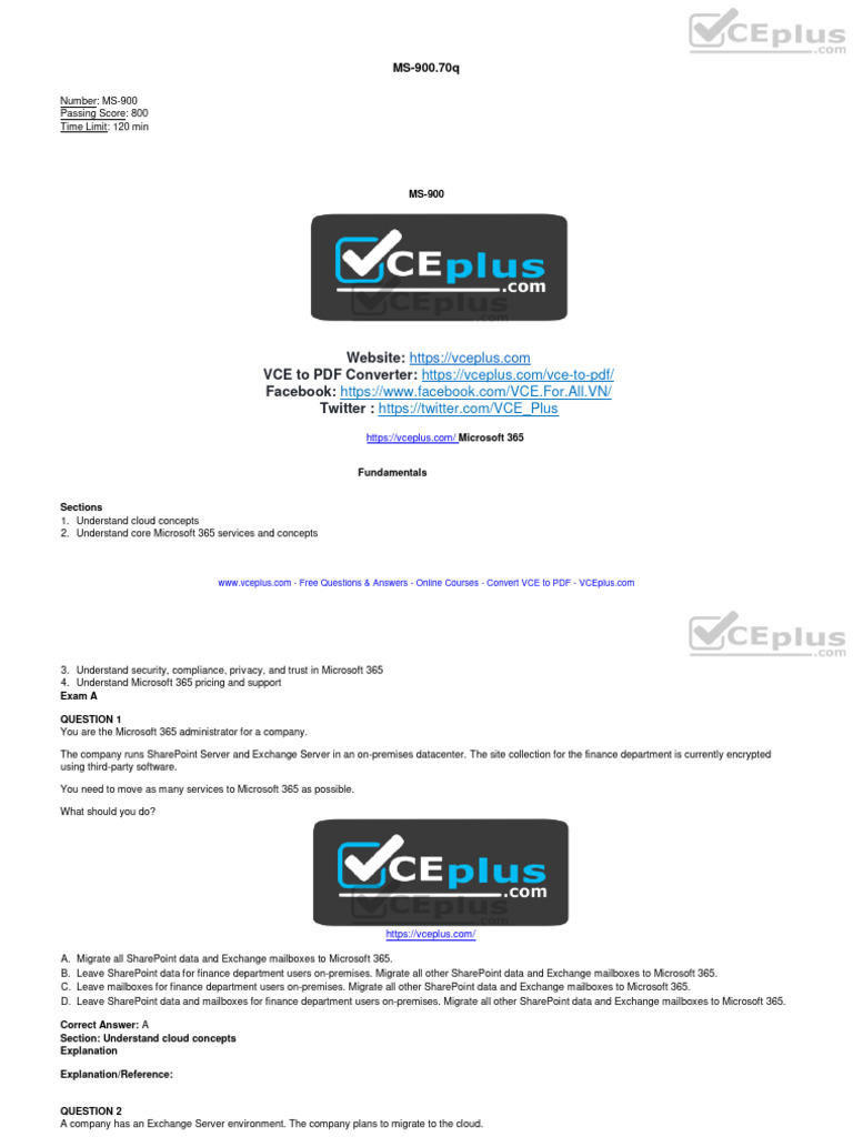 Microsoft 365 Fundamentals Exam Guide | PDF | Share Point | Cloud Computing