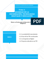 Tema 1. Sociedad de La Información, Tecnologías Digitales Y Educación