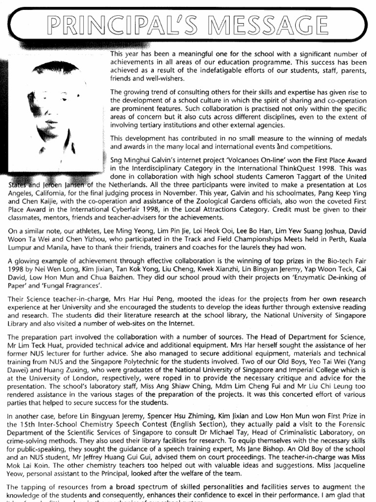 Principal Message in English (BW) | PDF