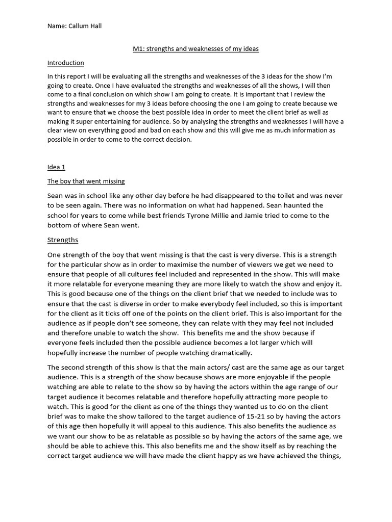Unit 21 m1 Report Support Sheet | PDF