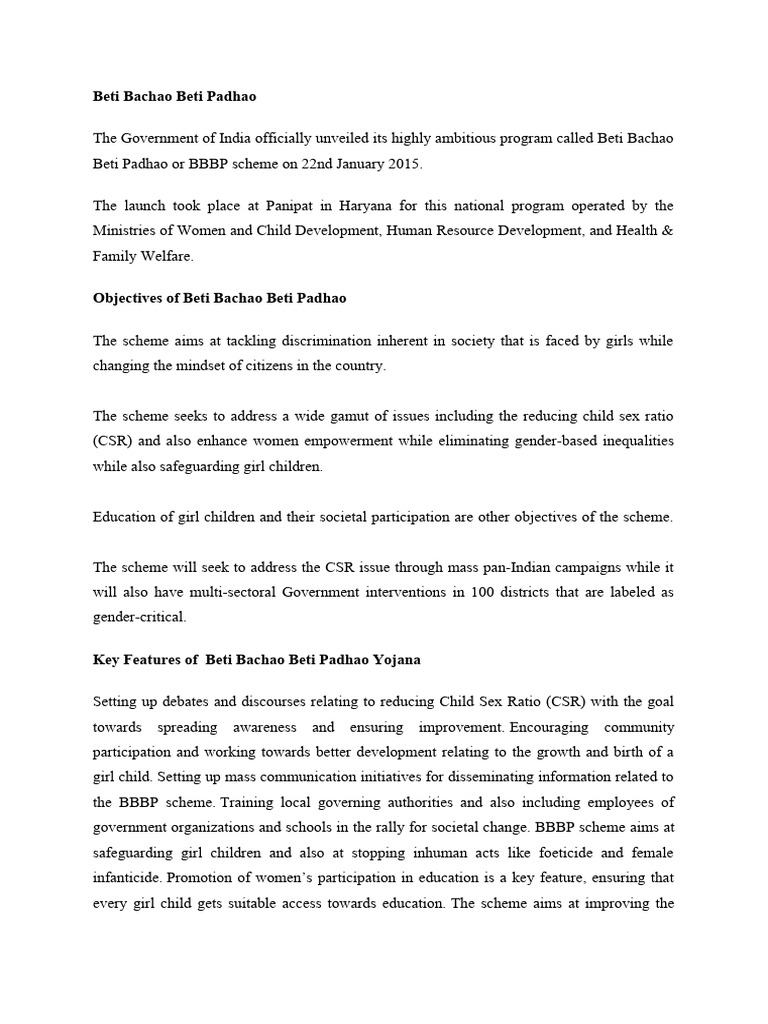 Beti Bachao Beti Padhao | PDF