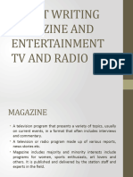 Script Writing Magazine and Entertainment TV and Radio
