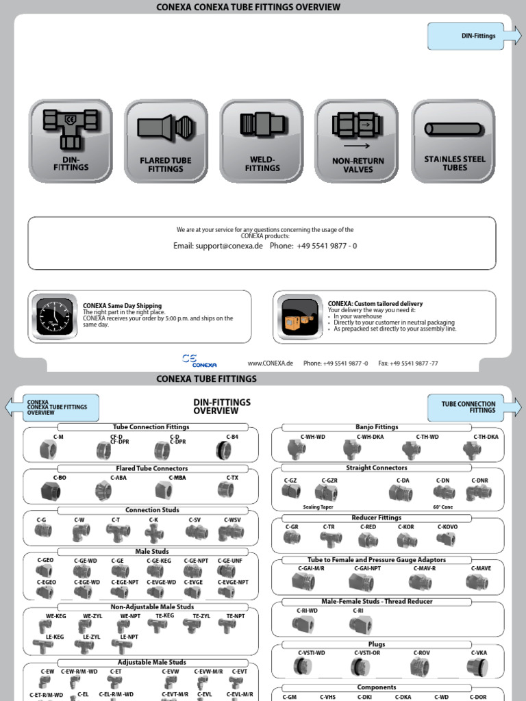 CONEXA Tube Fittings Overview | PDF | Components | Equipment