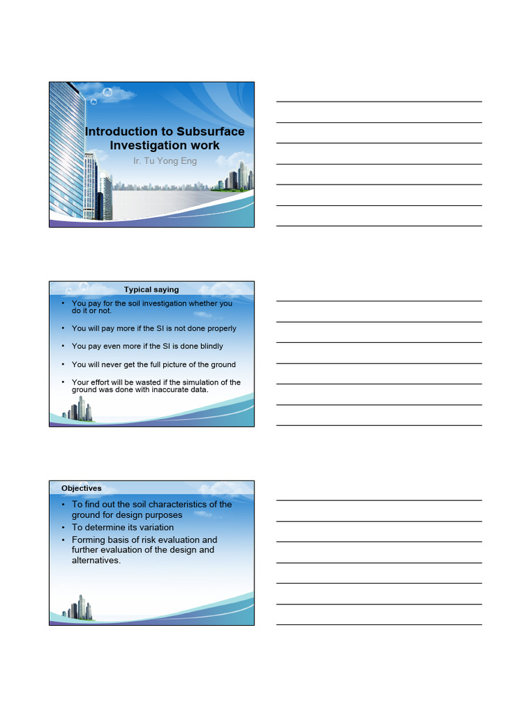 Introduction To Subsurface Investigation Work | PDF | Geotechnical ...