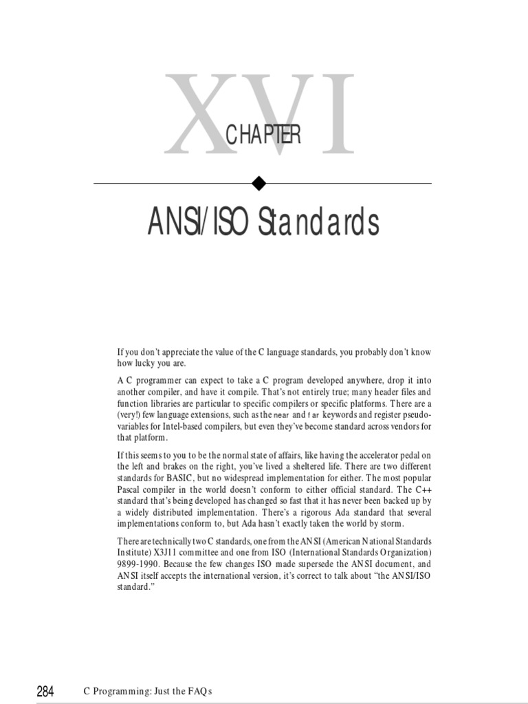 16 ANSIIsO Standards C (Programming Language) Control Flow