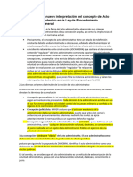 Propuesta de Una Nueva Interpretación Del Concepto de Acto Administrativo Contenido en La Ley de Procedimiento Administrativo General