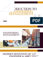 Introduction To Engineering Management
