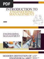 Introduction To Engineering Management