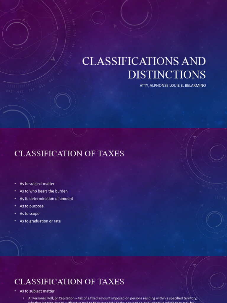 Tax Classifications and Purposes Explained | PDF | Taxes | Property Tax