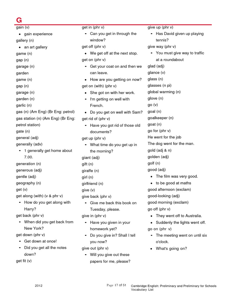 Preliminary English Vocabulary | PDF | Grandparent | Living Arrangements