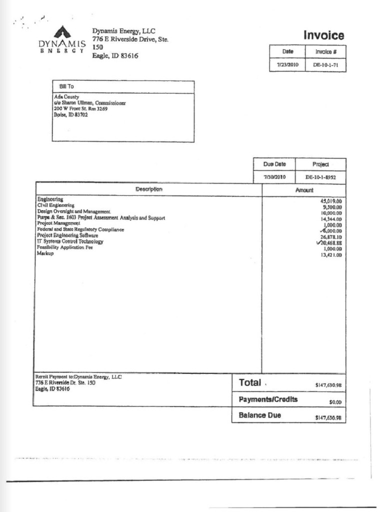 Dynamics Energy Invoice | PDF