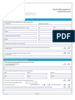 Manage credit questionnaire