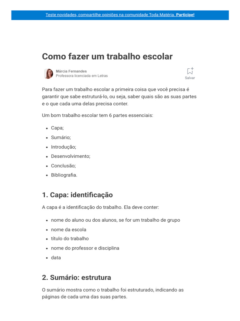 Como Fazer Um Trabalho Escolar - Toda Matéria | PDF | Bibliografia | Livros