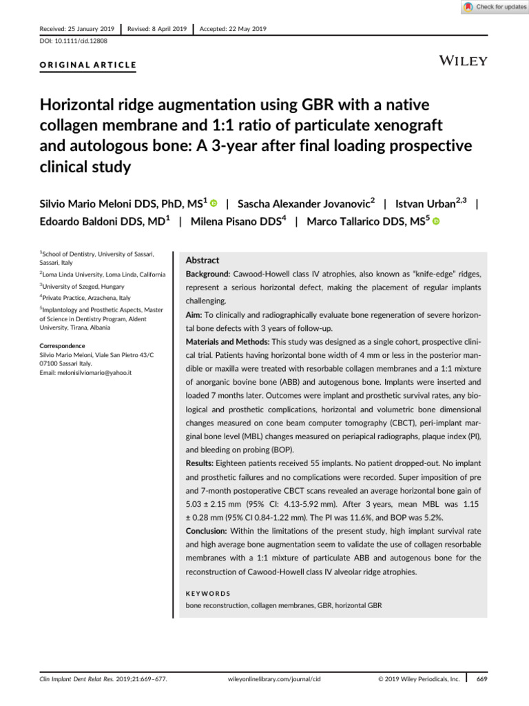 GBR for Horizontal Ridge Augmentation | PDF | Dental Implant | Medical ...