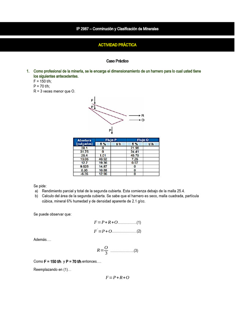 Dimensionamiento de Harnero y Ciclones | PDF | Roca (geología ...