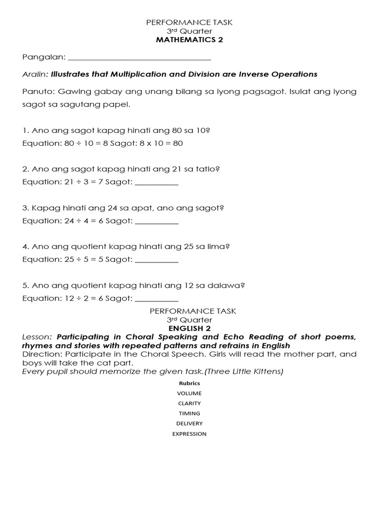 PERFORMANCE-TASK 3rd-Quarter Anthurium | PDF