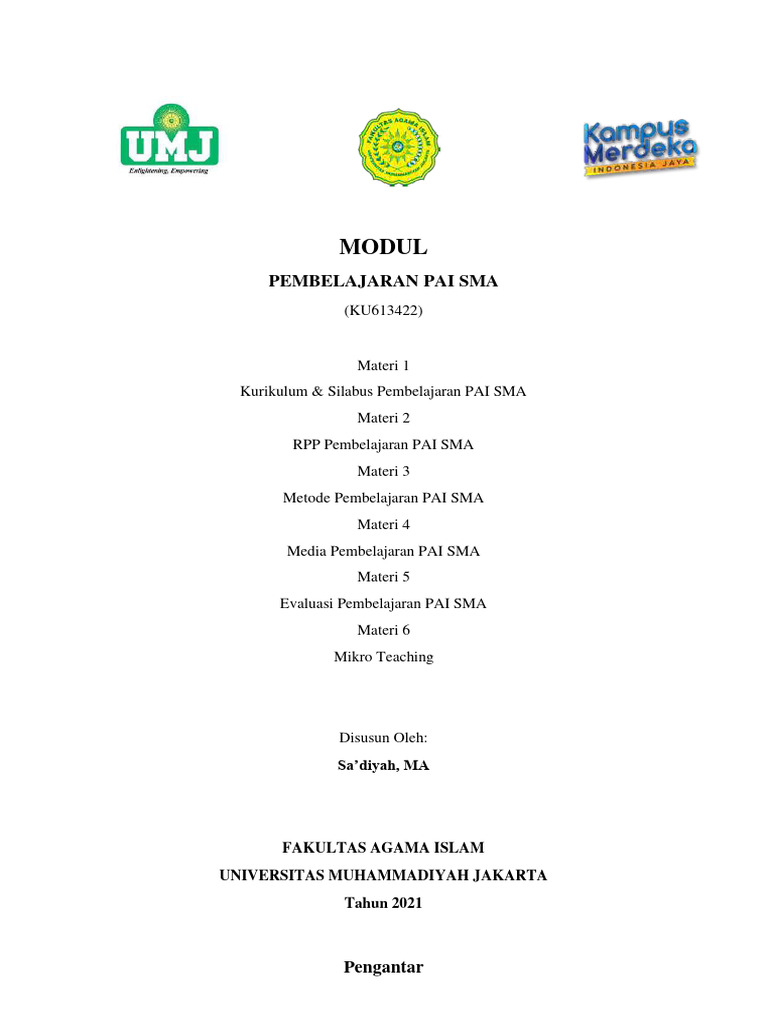 Modul Pembelajaran Pai Sma Pdf