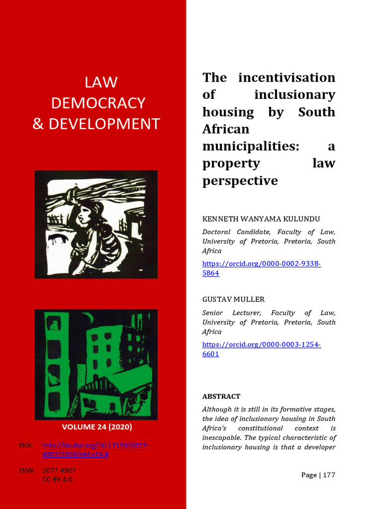 The incentivisation of inclusionary housing by south african
