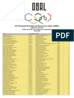 VIII Olimpíada Brasileira de Raciocínio Lógico (OBRL) : Medalhistas