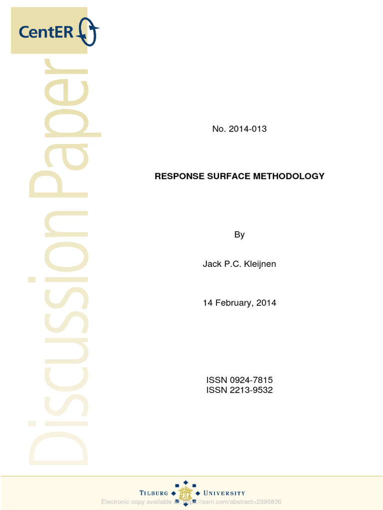Response Surface Methodology | PDF | Bootstrapping (Statistics ...