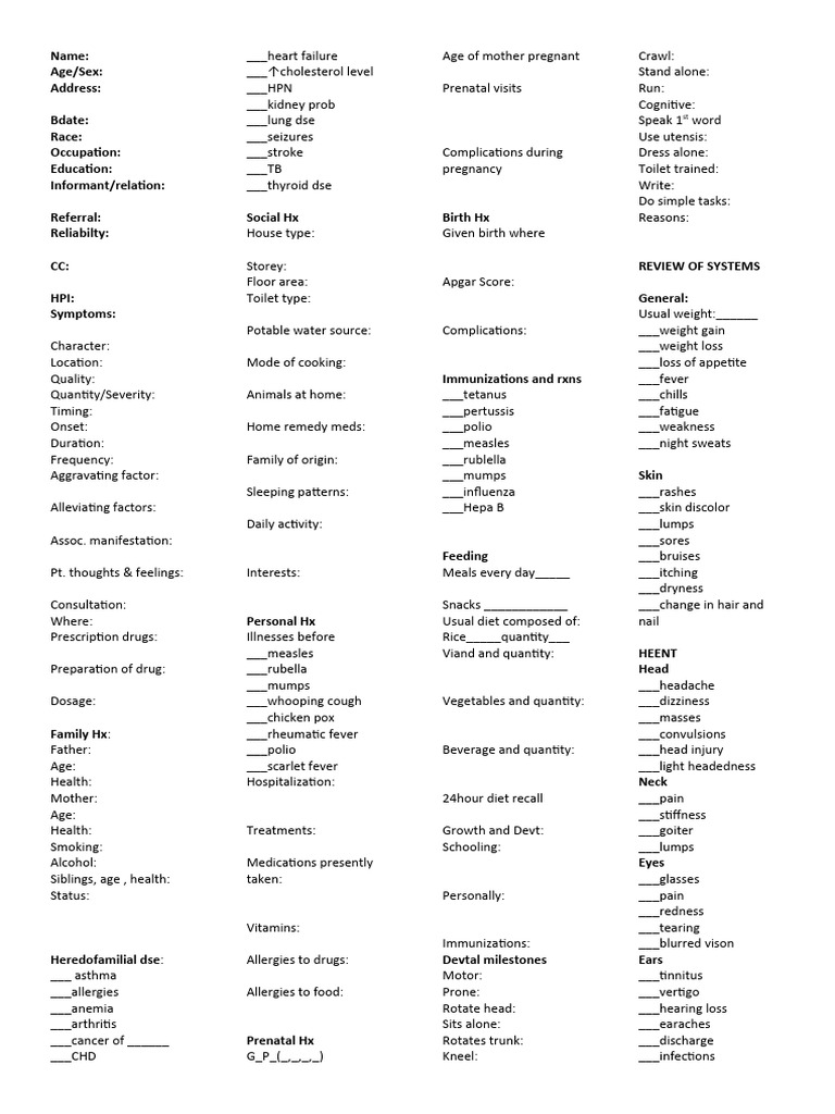 Comprehensive Patient Medical History | PDF