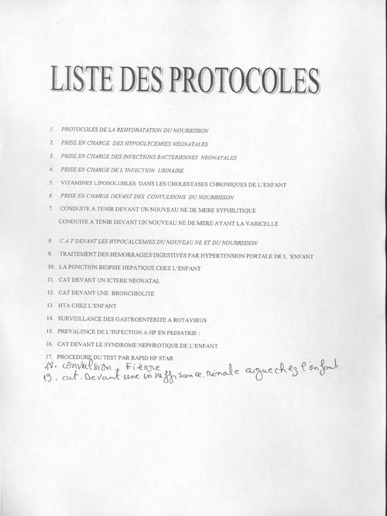 Protocoles de Soins Néonatals et Pédiatriques | PDF | Clinical Medicine ...