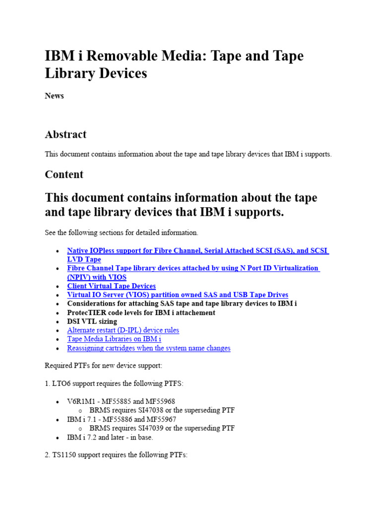 IBM I Removable Media Tape and Tape Library Devices 29 Aug 2023 PDF