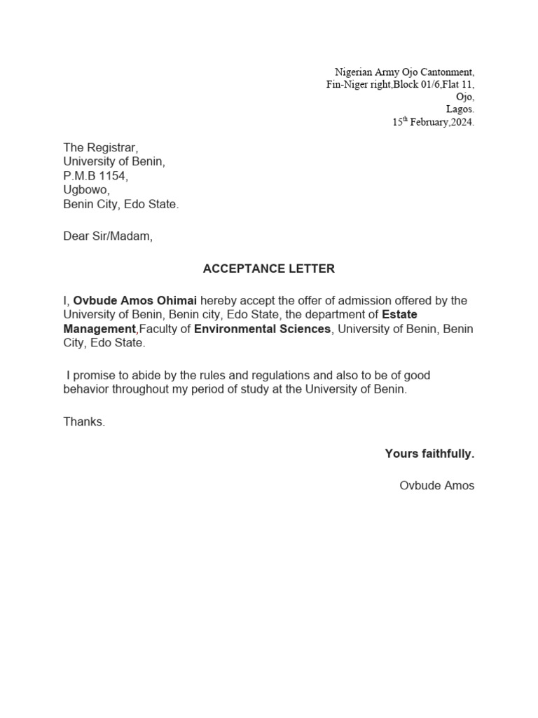 acceptance-letter-nigerian-army-ojo-cantonment-fin-niger-right-block