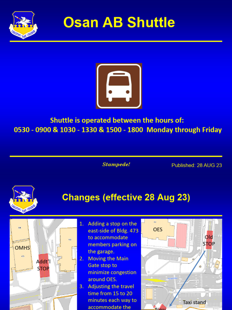 Osan AB Shuttle Schedule Updates | PDF