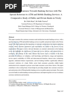 Customer Awareness Towards Banking Services With The Special Reference To ATM and Mobile Banking Services - A Comparative Study of Public and Private Banks in Tricity