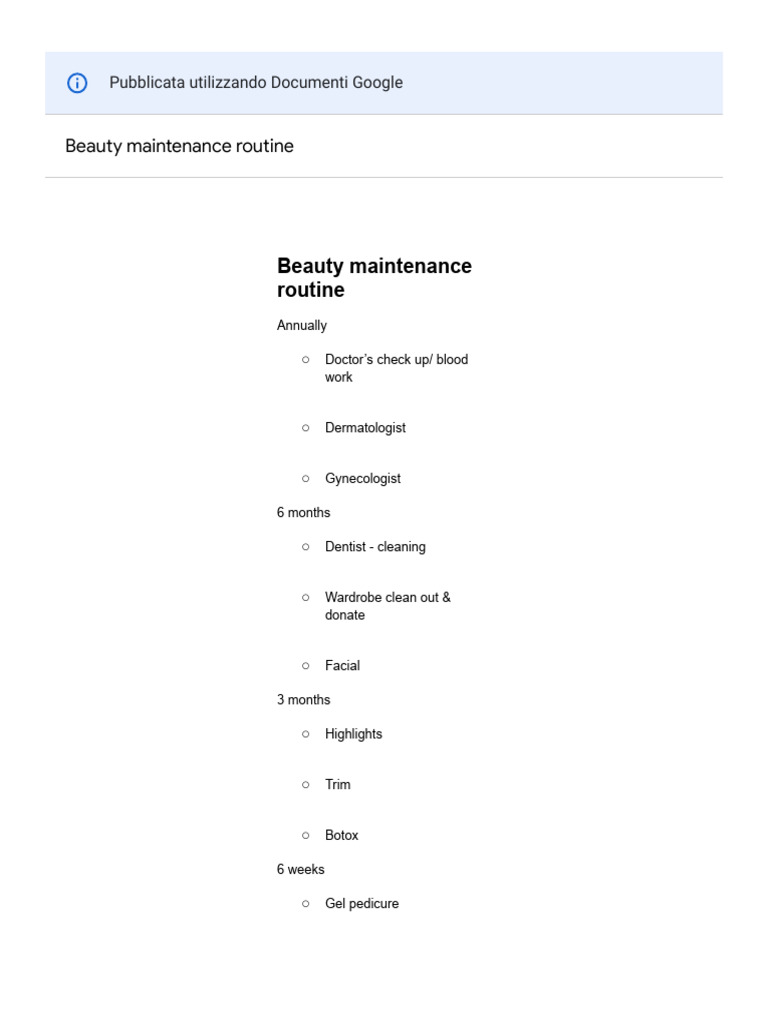 Beauty Maintenance Routine | PDF | Wellness