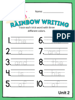 Bright Rainbow Writing Spelling Worksheet