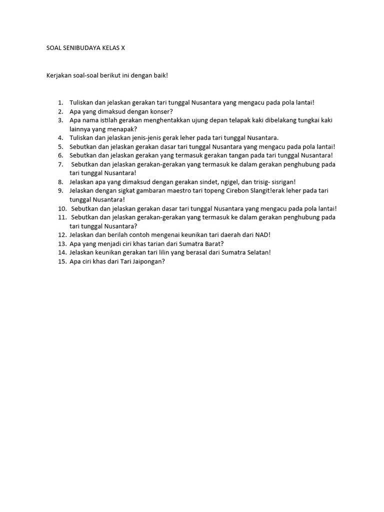 Contoh soal pg dan pembahasan senibudaya semester 2 kelas x