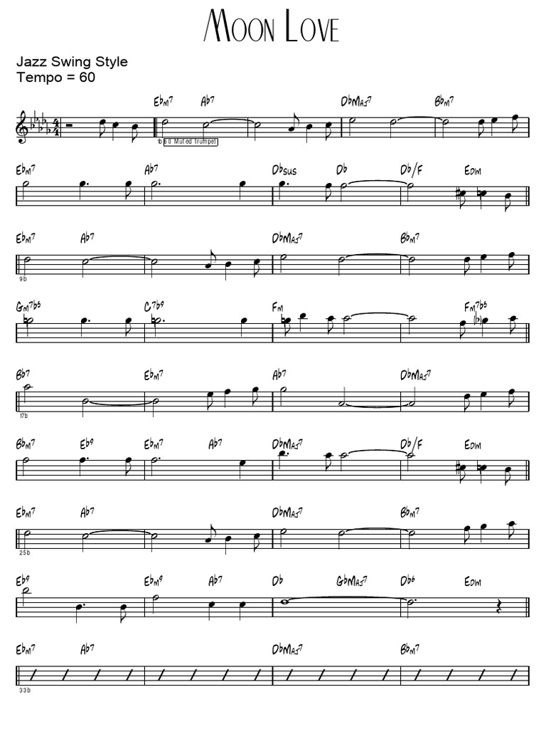 Main moon love jazz swing style sheet music pdf