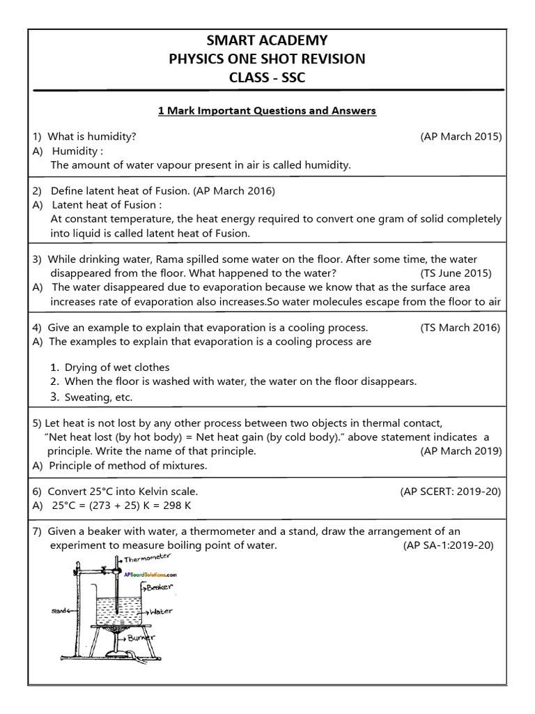 Physics SSC SMART ACADEMY | PDF | Heat | Latent Heat