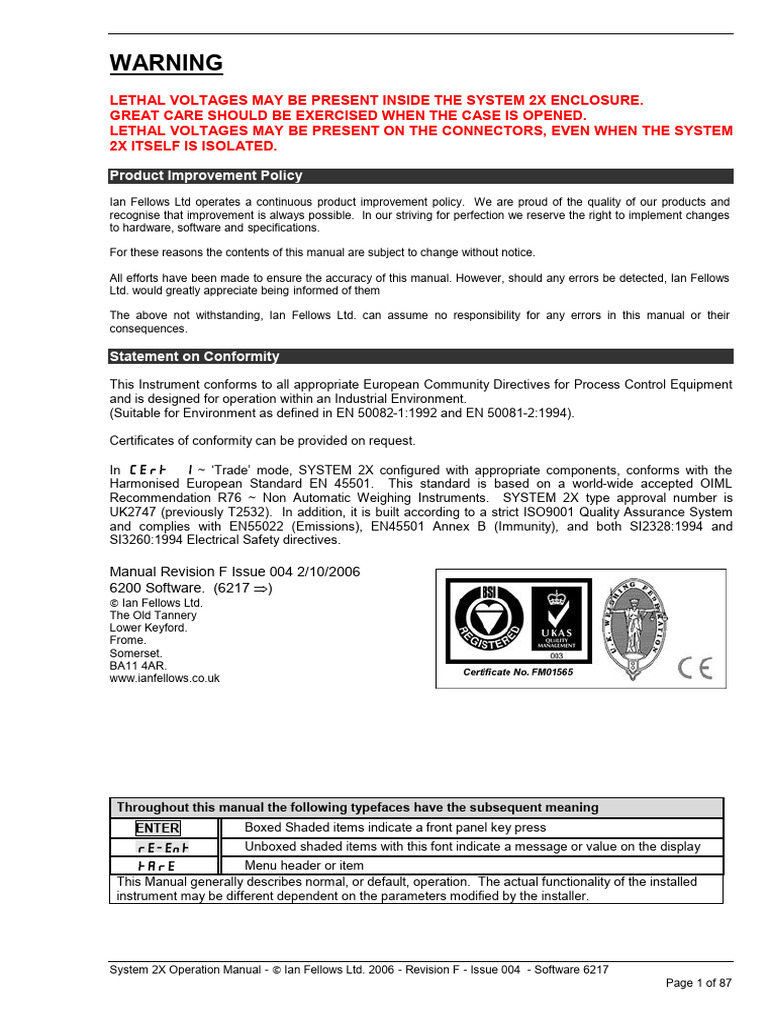 System 2X Operation Manual Overview | PDF | Electrical Wiring ...