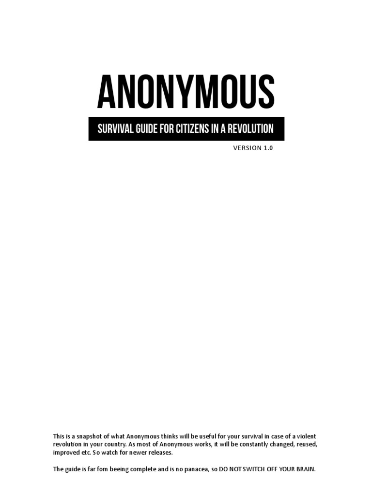 Anonymous Survival Guide For Citizens in A Revolution | PDF | Riot ...