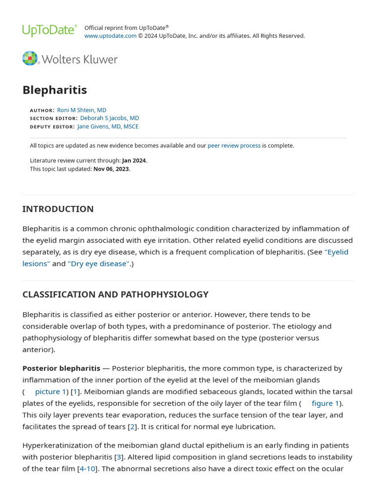 Blepharitis - UpToDate | PDF | Human Eye | Medical Specialties