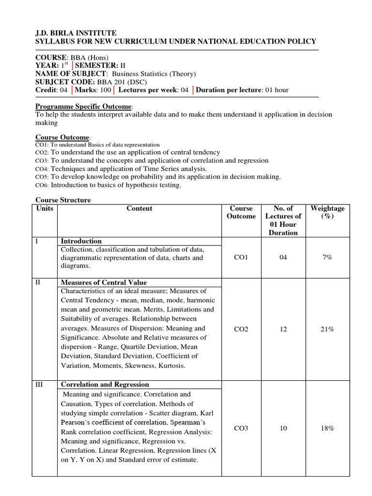 Bba 201 Dsc Business Statistics Pdf Statistics Regression