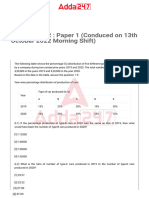 October 2022 Paper 1 Conduced On 13th October 2022 Morning Shift 2