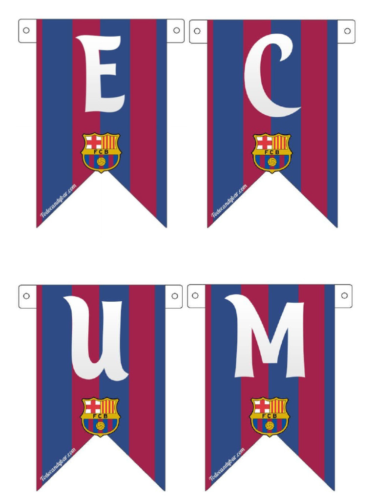 Globos Del Barcelona Banderín FC Barcelona Nº2 - 22x16 Cm, 100% Acrílico - Producto Oficial Con Licencia Decoracion Barcelona Fc