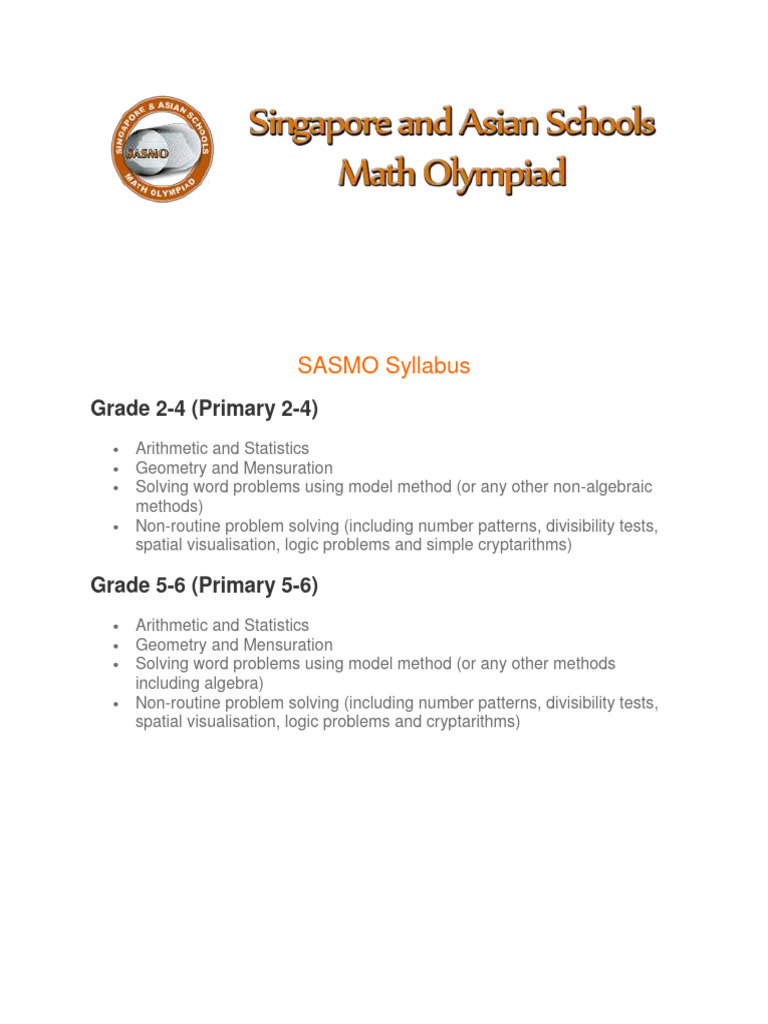 SASMO 2025 Syllabus Overview | PDF