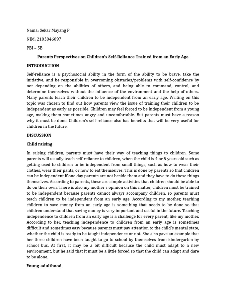 EIC Essay | PDF | Childhood | Psychological Concepts